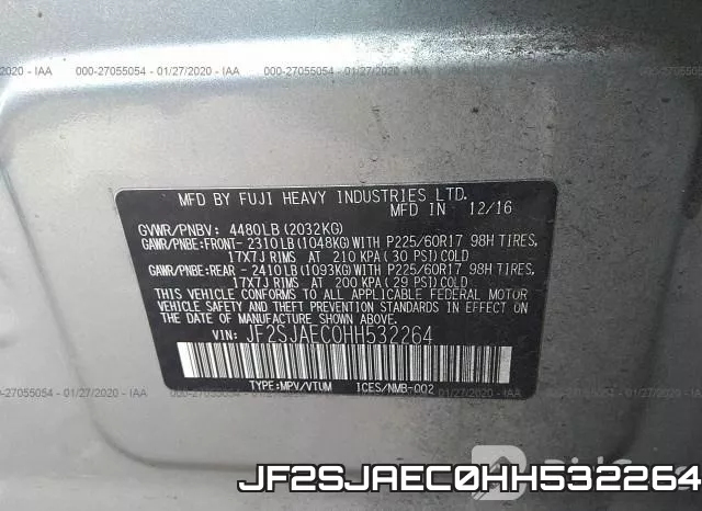 JF2SJAEC0HH532264 фото 9