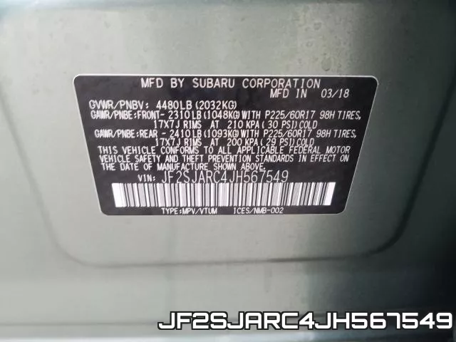 JF2SJARC4JH567549 фото 2