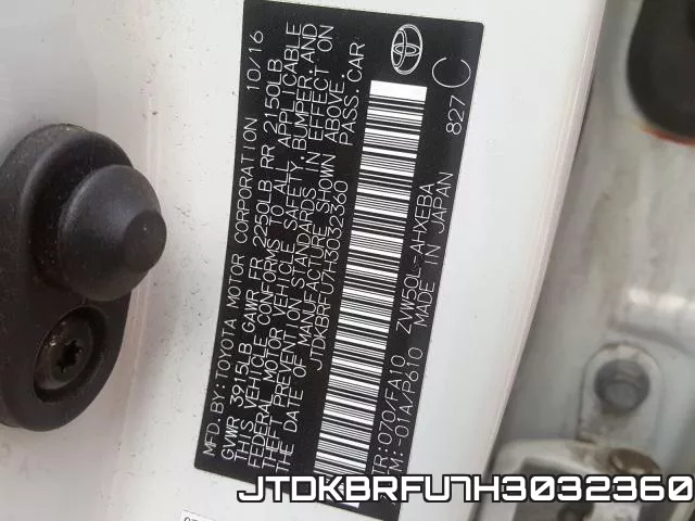 JTDKBRFU7H3032360 фото 2