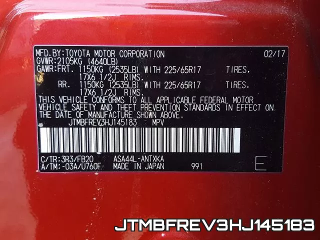 JTMBFREV3HJ145183 фото 2