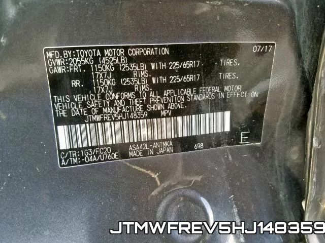 JTMWFREV5HJ148359 фото 2