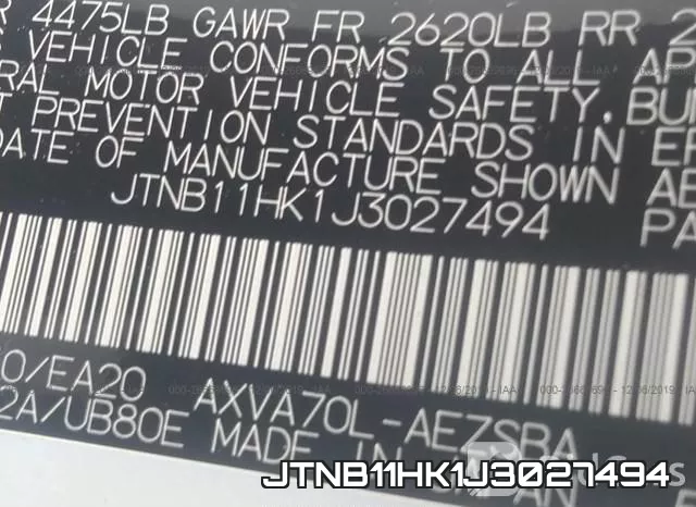 JTNB11HK1J3027494 фото 7