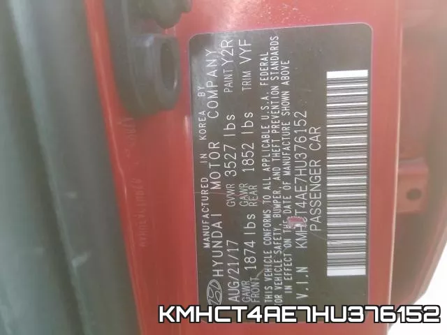 KMHCT4AE7HU376152 фото 2