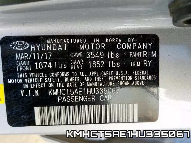 KMHCT5AE1HU335067 фото 2