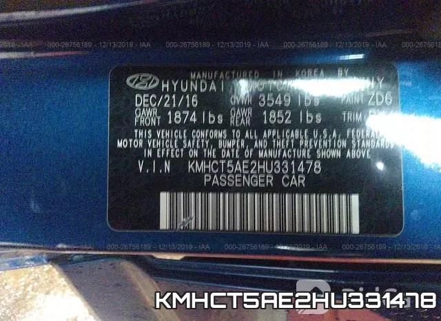 KMHCT5AE2HU331478 фото 7