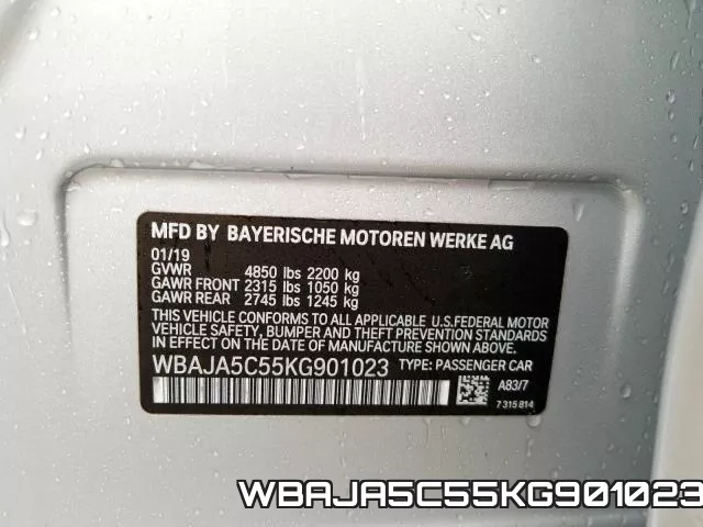 WBAJA5C55KG901023 фото 2