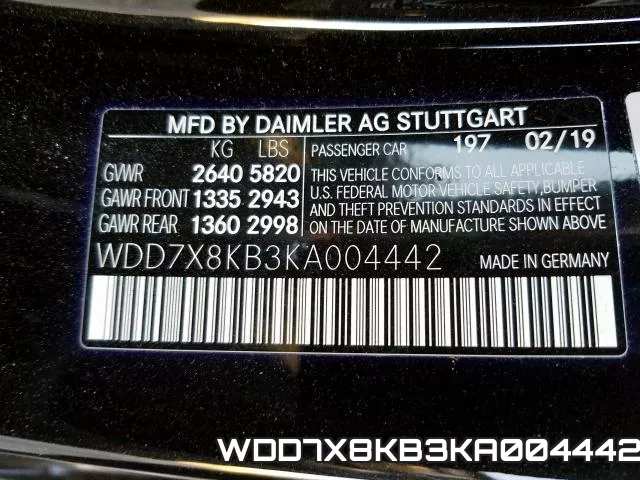 WDD7X8KB3KA004442 фото 2