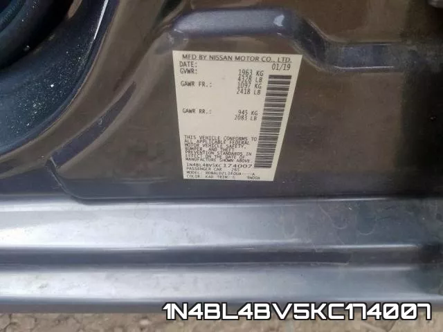 1N4BL4BV5KC174007 фото 2