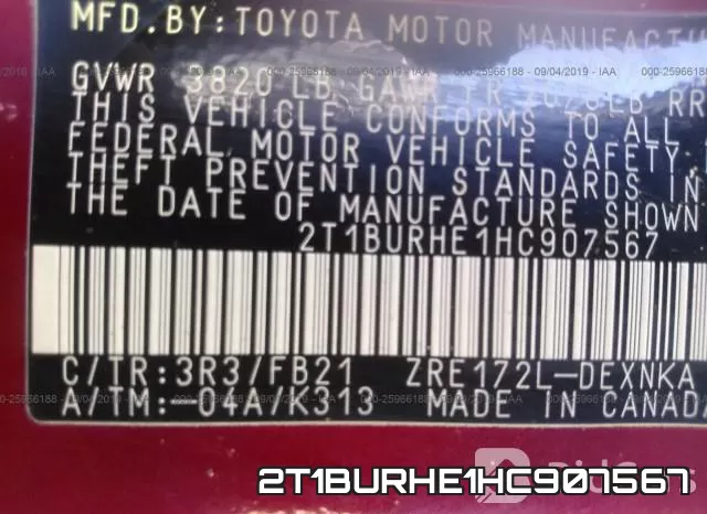 2T1BURHE1HC907567 фото 8
