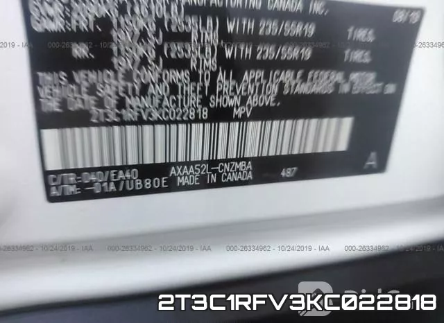 2T3C1RFV3KC022818 фото 8