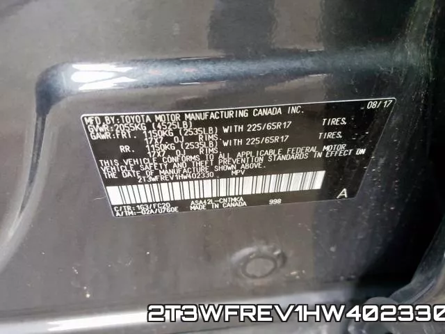 2T3WFREV1HW402330 фото 2