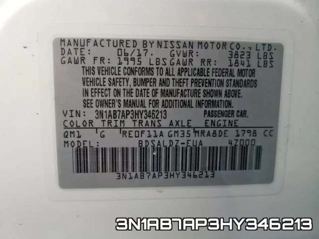 3N1AB7AP3HY346213 фото 2