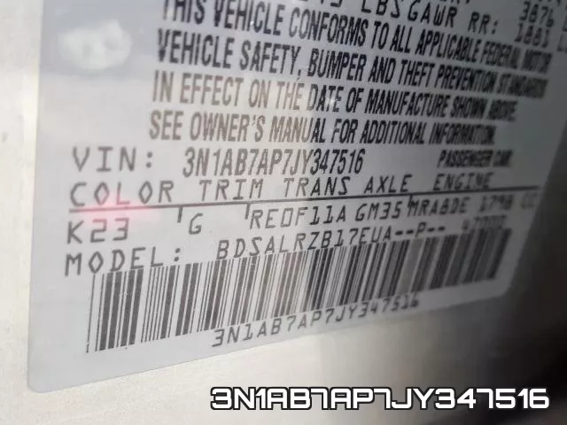 3N1AB7AP7JY347516 фото 2