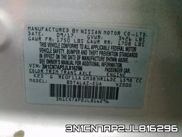 3N1CN7AP2JL816296 фото 2
