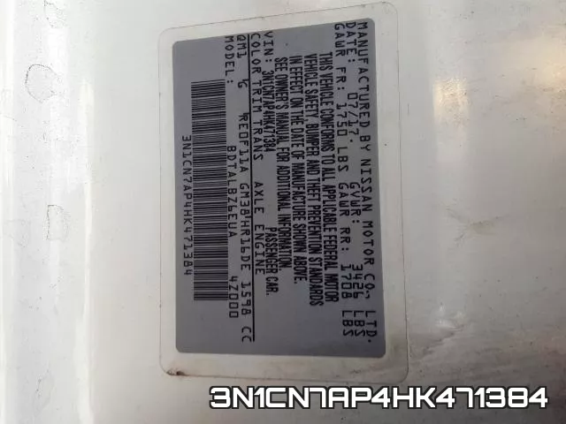 3N1CN7AP4HK471384 фото 2