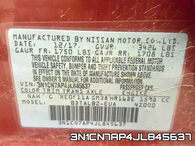 3N1CN7AP4JL845637 фото 2