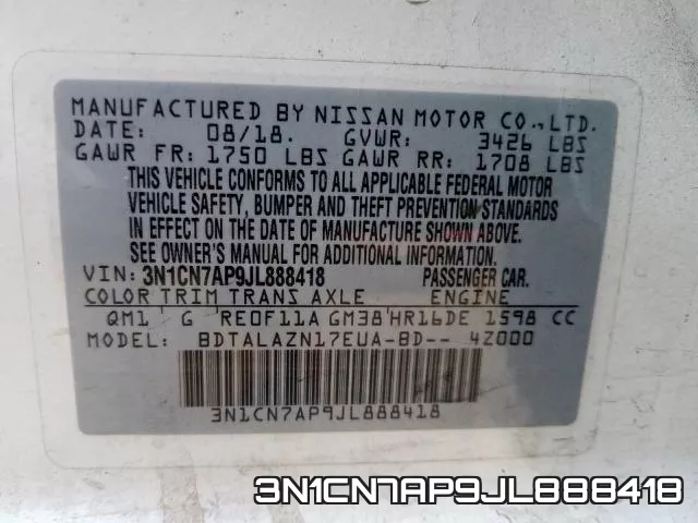 3N1CN7AP9JL888418 фото 2