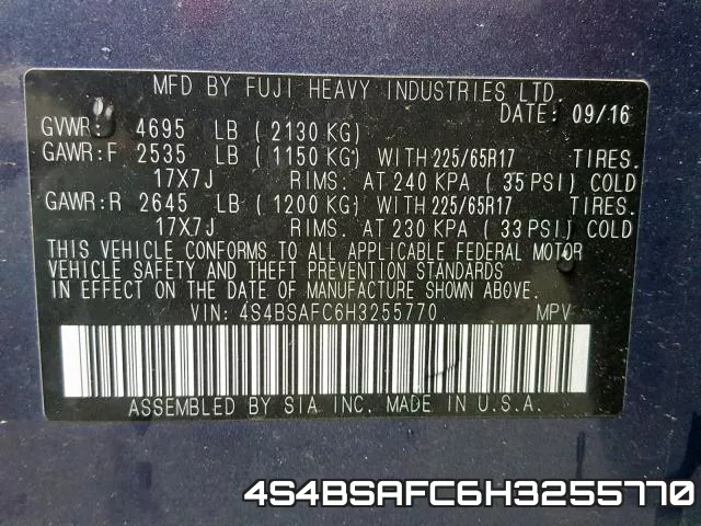 4S4BSAFC6H3255770 фото 2