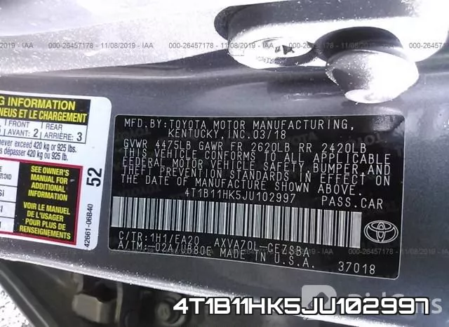 4T1B11HK5JU102997 фото 6