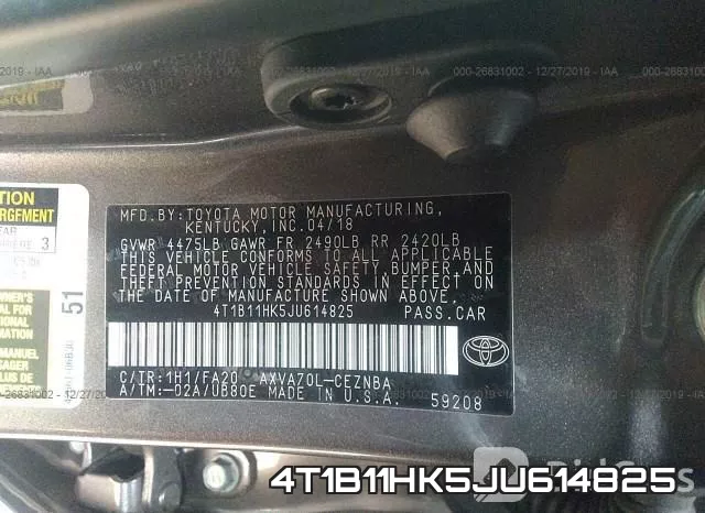 4T1B11HK5JU614825 фото 10