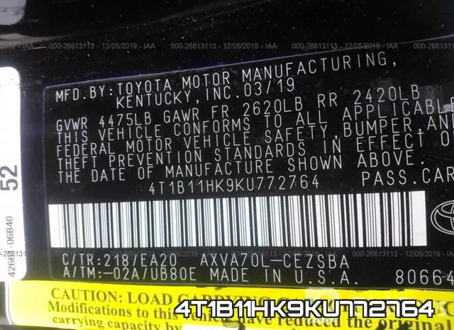 4T1B11HK9KU772764 фото 7