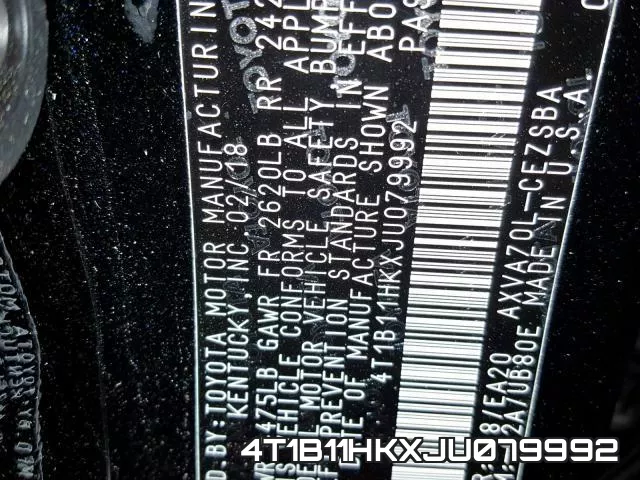 4T1B11HKXJU079992 фото 2