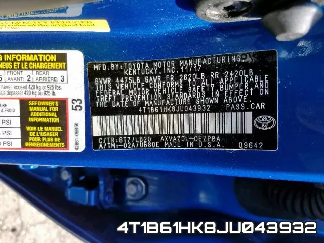 4T1B61HK8JU043932 фото 2