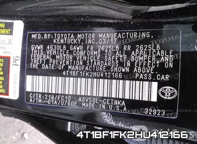 4T1BF1FK2HU412166 фото 8