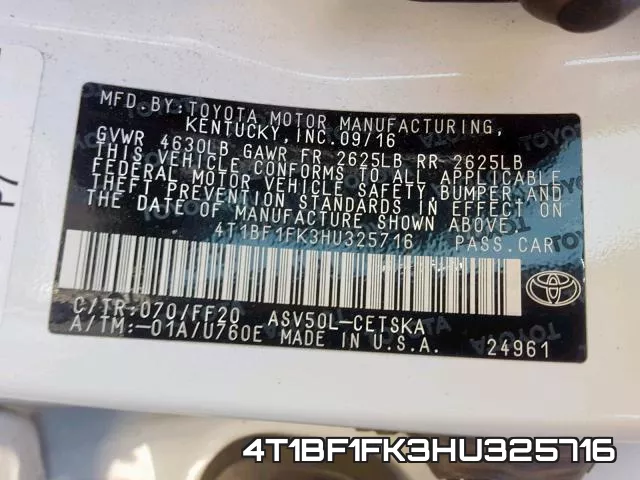 4T1BF1FK3HU325716 фото 2