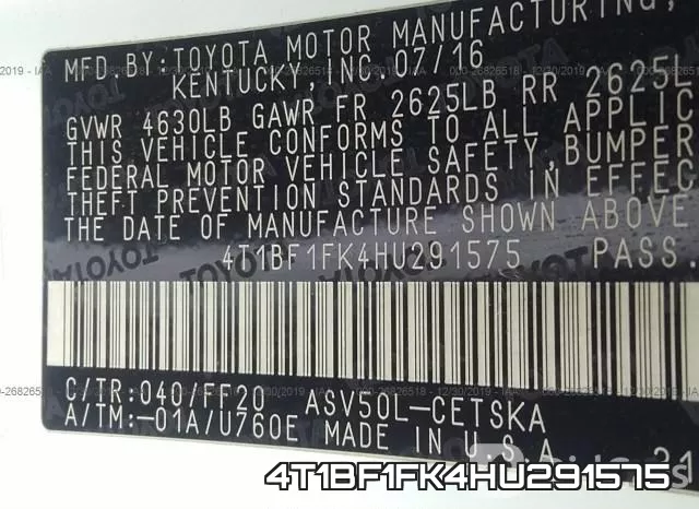 4T1BF1FK4HU291575 фото 7