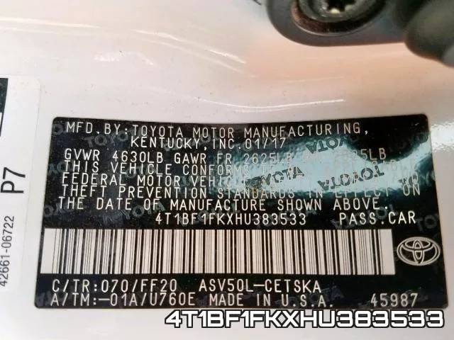 4T1BF1FKXHU383533 фото 2
