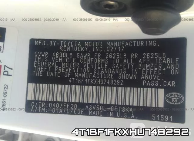 4T1BF1FKXHU748292 фото 8