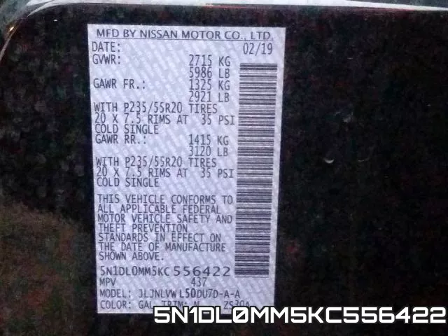 5N1DL0MM5KC556422 фото 2