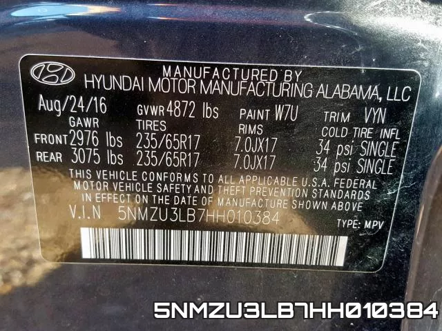 5NMZU3LB7HH010384 фото 2