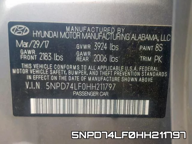 5NPD74LF0HH211797 фото 2