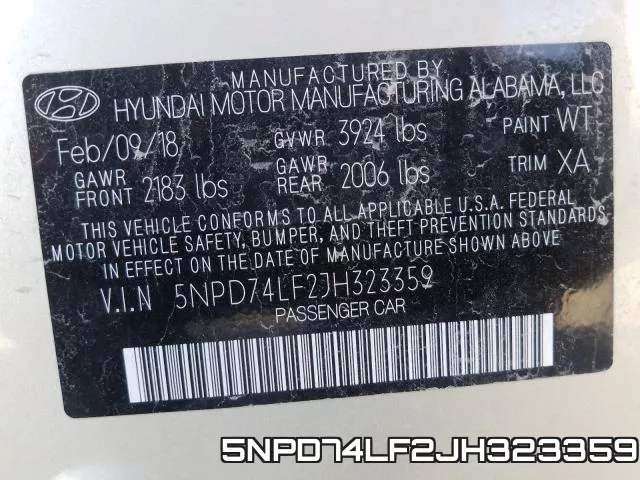 5NPD74LF2JH323359 фото 2