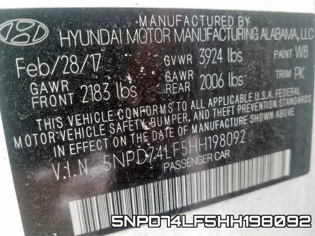 5NPD74LF5HH198092 фото 2