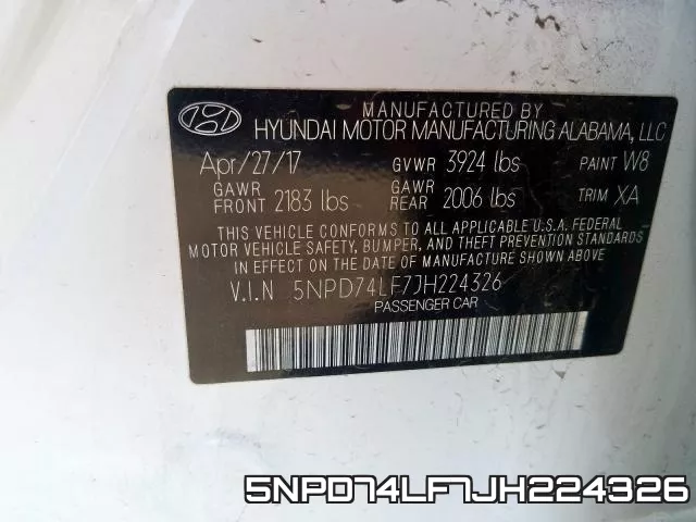 5NPD74LF7JH224326 фото 2