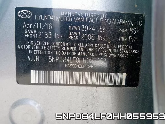5NPD84LF0HH055953 фото 2