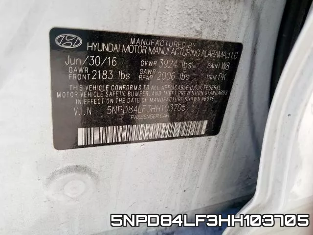 5NPD84LF3HH103705 фото 2