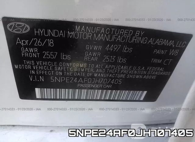 5NPE24AF0JH707405 фото 9