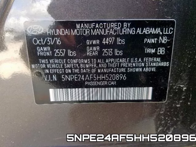 5NPE24AF5HH520896 фото 2