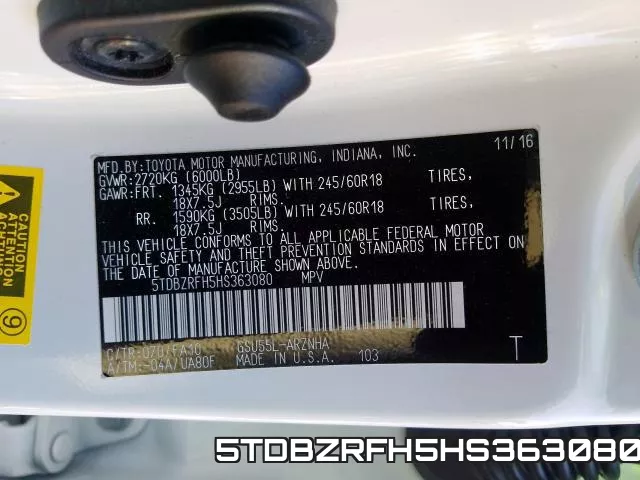 5TDBZRFH5HS363080 фото 2