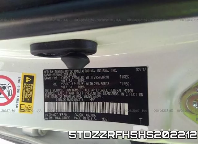 5TDZZRFH5HS202212 фото 6
