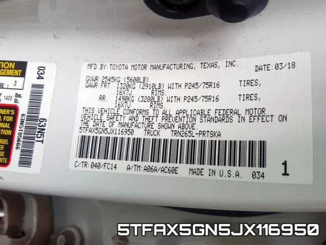 5TFAX5GN5JX116950 фото 2