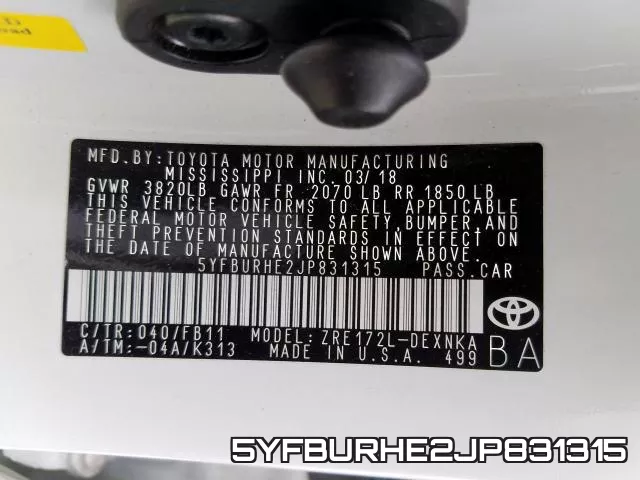 5YFBURHE2JP831315 фото 2