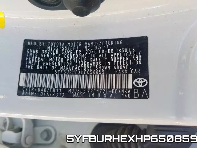 5YFBURHEXHP650859 фото 2