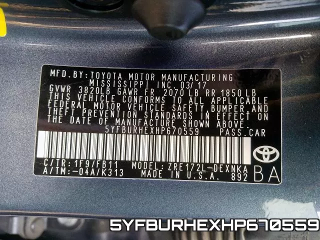 5YFBURHEXHP670559 фото 2