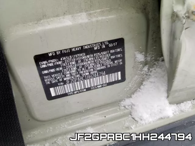 JF2GPABC1HH244794 фото 2