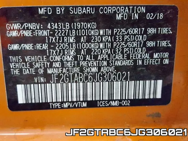 JF2GTABC6JG306021 фото 2